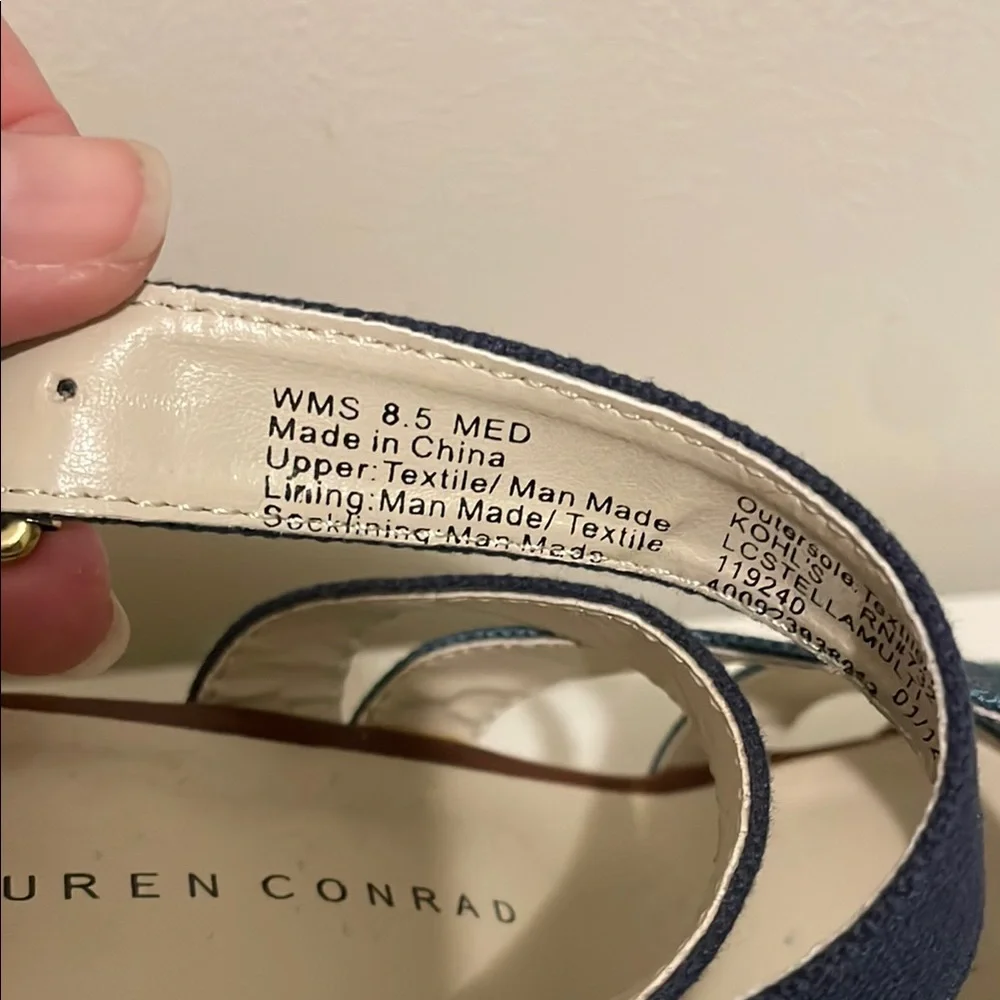 LC Lauren Conrad Blue and Green Wedge Sandals - Picture 4 of 4
